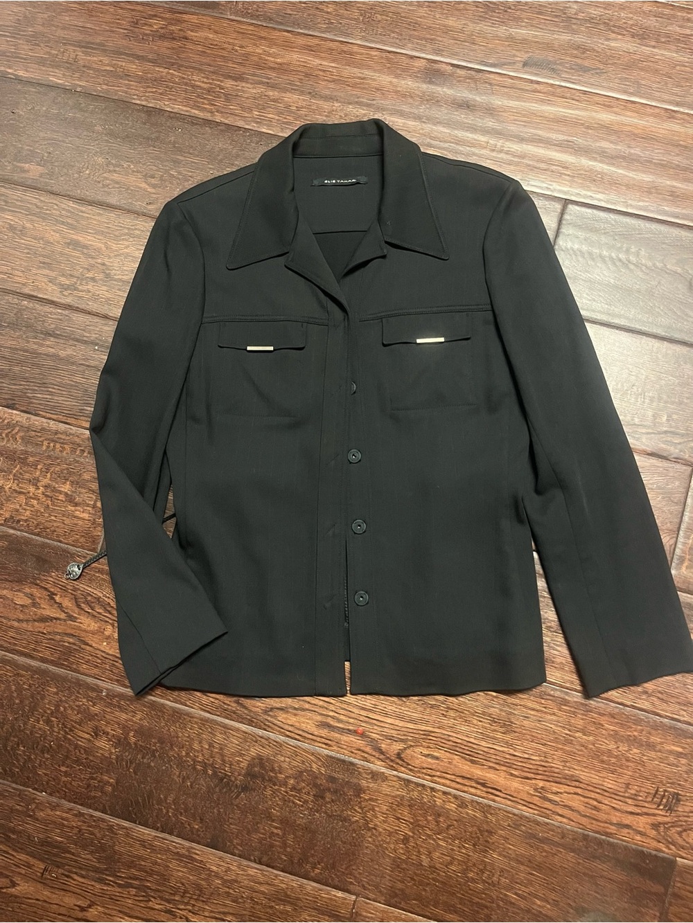 Elie Tahari Black Button Up Safari Utility Jacket Coat S